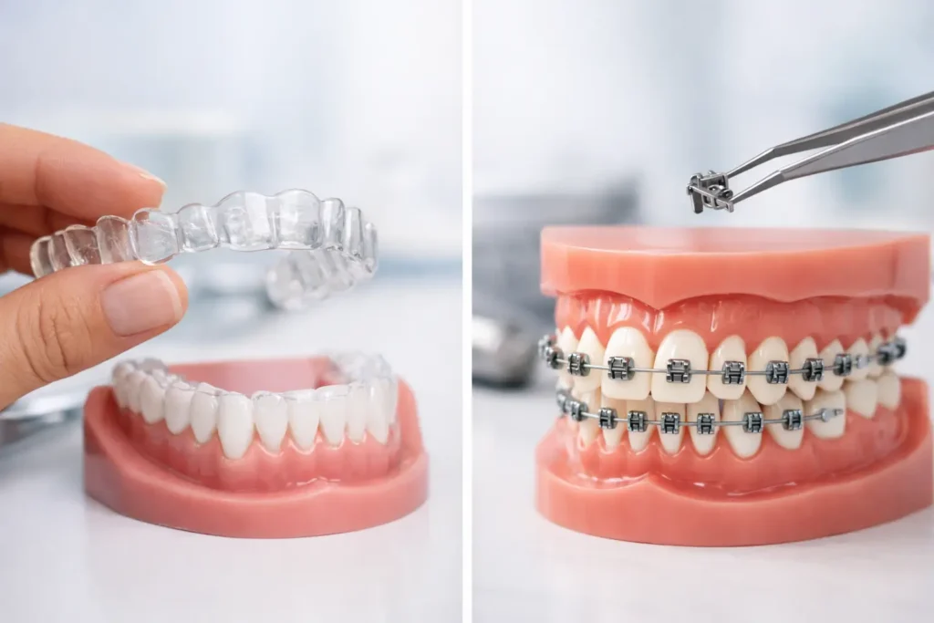 Diferencia entre alineadores y brackets